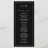 Programme Monogramme noir simple Mariage élégant (Dos)