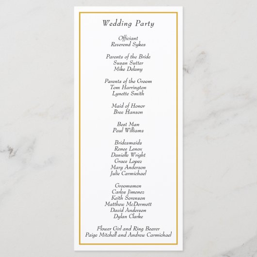 Programme Monogramme or Elegant Mariage classique (Dos)