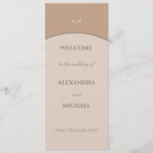 Programme Monogramme rose beige minimaliste Mariage japonais (Devant)