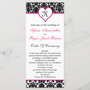 programme monogramme rose mariage damassé