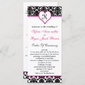 programme monogramme rose mariage damassé (Devant / Derrière)