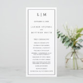 Programme Monogramme simple noir et blanc pour un mariage él (Debout devant)