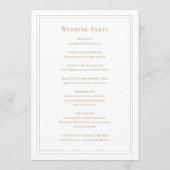 Programme Monogramme Simple Traditionnel Élégant Mariage Or (Dos)