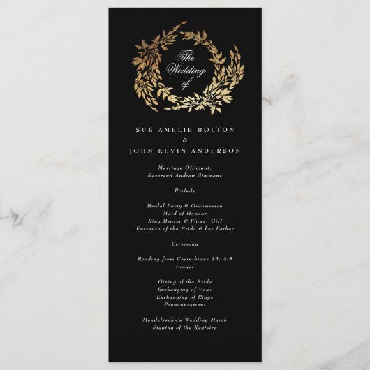 Programme Monogramme traditionnel Noir Crest Mariage classiq (Devant)