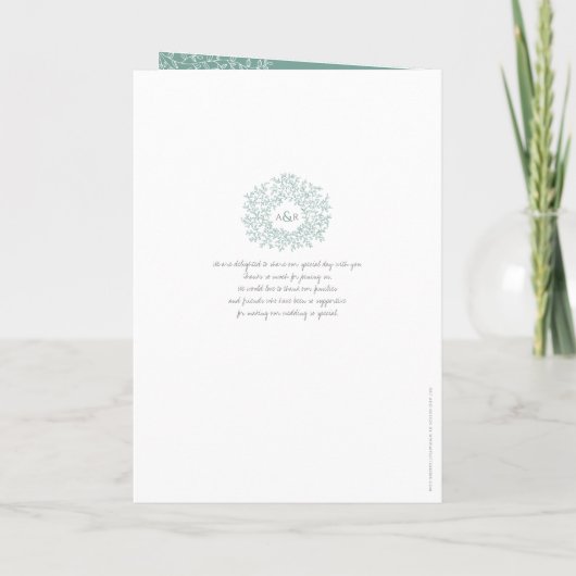 Programme Monogramme vert blanc feuille art deux tons mariag (Dos)