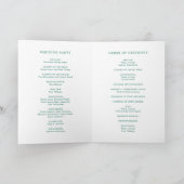 Programme Monogramme vert émeraude simple Mariage élégant (Intérieur)