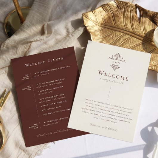 Programme Monogramme vintage | Accueil du Mariage Boho Ornat