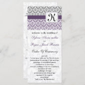 programme monogramme violet mariage damassé (Devant / Derrière)