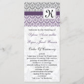 programme monogramme violet mariage damassé (Devant)