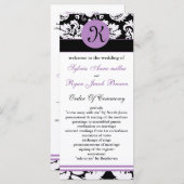 programme monogramme violet mariage damassé (Devant / Derrière)
