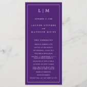 Programme Monogramme violet simple Mariage élégant (Devant)