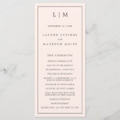 Programme Monographie rose pâle simple Mariage élégant (Devant)