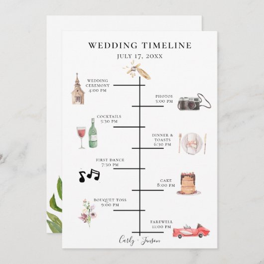 Programme Montage Mariage d'aquarelle illustrée (Devant / Derrière)