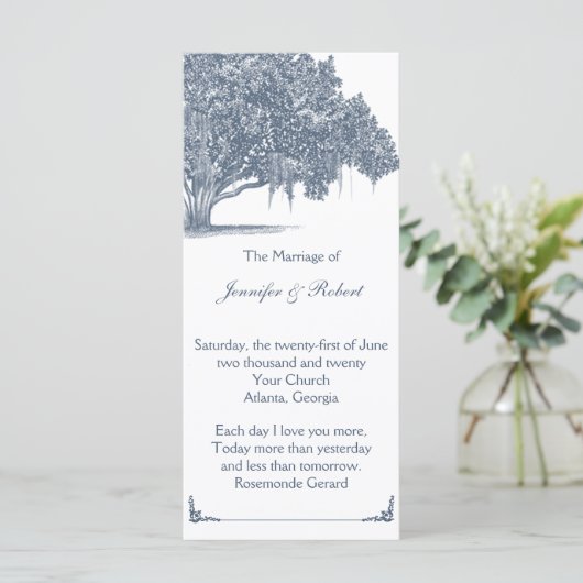 Programme Mossy Oak Tree in Blue Wedding Program (Debout devant)