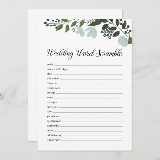 Programme Mot mariage Scramble Avec Verdure (Devant / Derrière)