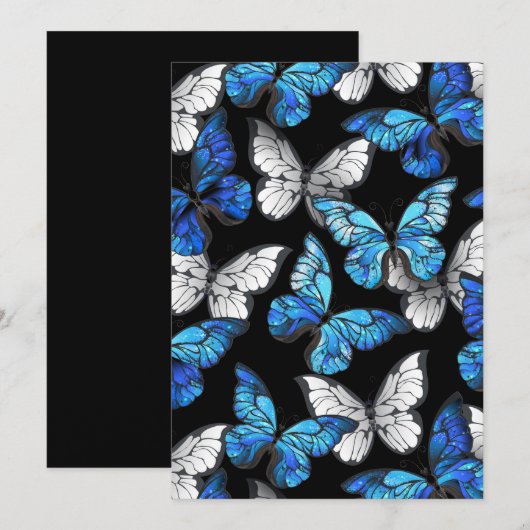 Programme Motif sans couleur foncée avec papillons bleus Mor (Devant / Derrière)