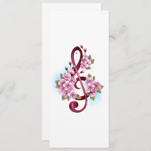 Programme Musical treble clef notes with sakura flowers (Devant / Derrière)