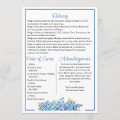 Programme Myosotis bleus célébrant la vie - Funérailles (Dos)