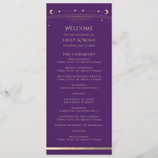 Programme Mystique violet or Sun Moon Stars Space (Devant)