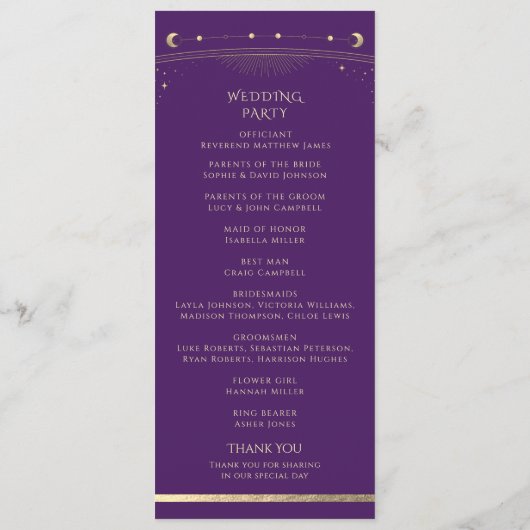 Programme Mystique violet or Sun Moon Stars Space (Dos)