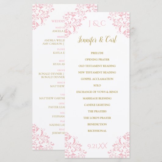 Programme Nadine Wedding Program | Longueur du thé (rose et (Devant / Derrière)