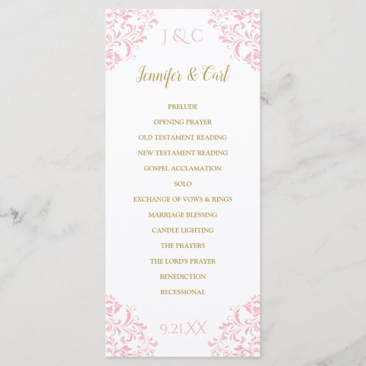 Programme Nadine Wedding Program | Longueur du thé (rose et (Devant)