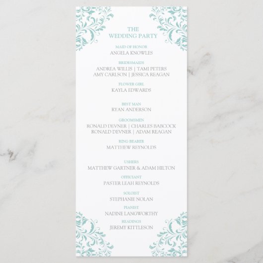 Programme Nadine Wedding Program | Tall (Turquoise clair) (Dos)