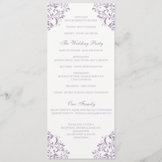 Programme Nadine Wedding Program - Tea-length -Lavender (Dos)