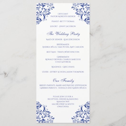 Programme Nadine Wedding Program - Tea-long -Royal Blue (Dos)