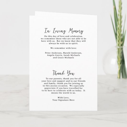 Programme Natasha Monogram Mariage moderne (Dos)