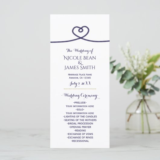 Programme Nautical Tying Knot Heart Wedding (Debout devant)