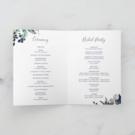 Programme Nautique moderne | Mariage vert plié (Intérieur)