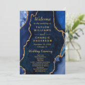 Programme Navy Blue and Gold Agate Wedding Program (Debout devant)
