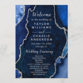 Programme Navy Blue and Silver Agate Wedding Program (Devant)