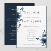 Programme Navy Blue Botanical Wedding (Devant / Derrière)