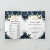 Programme Navy Blue Floral Quinceañera Order of Events Photo (Intérieur)