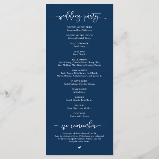 Programme Navy Blue, Forever in Love, Cérémonie Mariage (Dos)