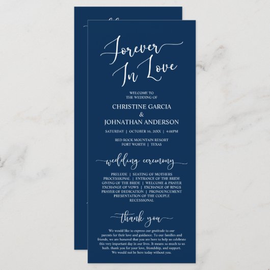 Programme Navy Blue, Forever in Love, Cérémonie Mariage (Devant / Derrière)