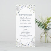Programme Navy Silver Watercolor Floral Wedding Program (Debout devant)