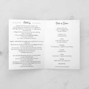 Programme Nécrologie funéraire simple feuille Ordre de servi