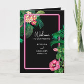 Programme Neon Pink Tropical Retro Mariage Ordre de service (Devant)