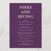 Programme Nettoyer les polices en gras violet Mariage modern (Devant)