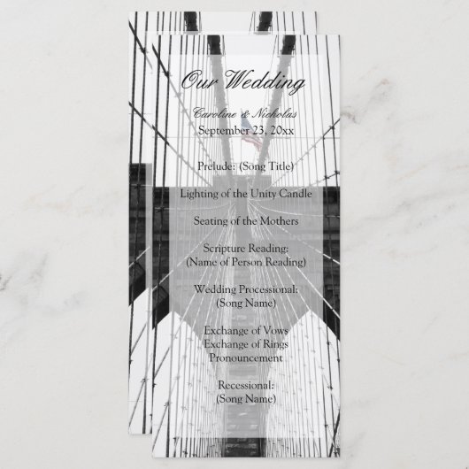 Programme New York Mariage NYC Brooklyn Bridge (Devant / Derrière)