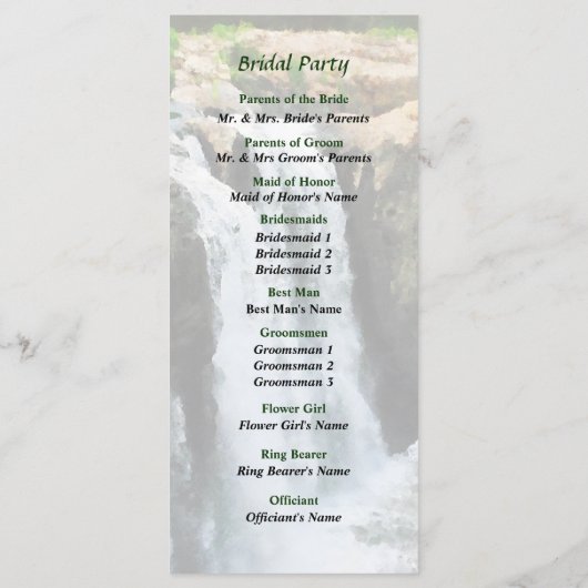 Programme NJ - Waterfall Paterson NJ Wedding Program (Dos)