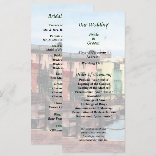 Programme NJ - Waterfront Bridgetown Barbado Wedding Program (Devant / Derrière)