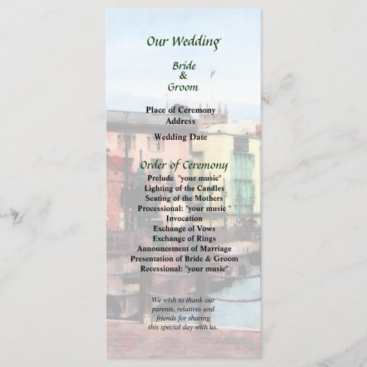 Programme NJ - Waterfront Bridgetown Barbado Wedding Program (Devant)