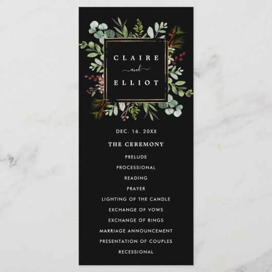 Programme Noël Botanique Vert Mariage Noir (Devant)