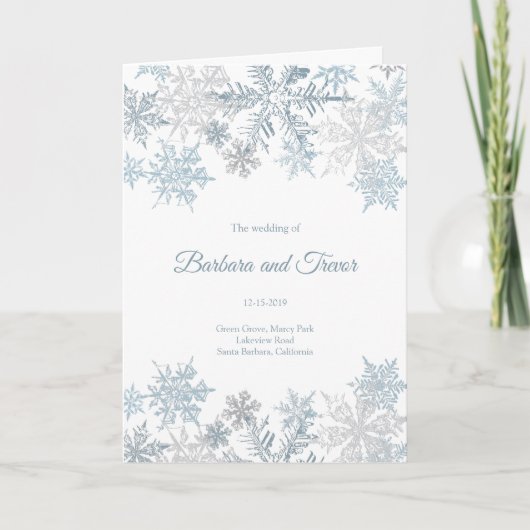 Programme Noël Silver Blue Snowflakes Mariage d'hiver (Devant)
