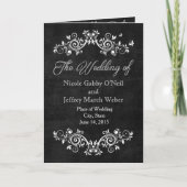 Programme Noir Chalkboard Rustique Blanc Flourds Mariage (Devant)