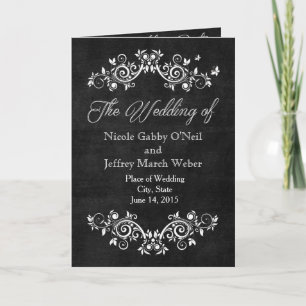 Programme Noir Chalkboard Rustique Blanc Flourds Mariage